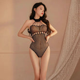 Halter Cut-Out Fishnet Mesh Teddy Body Stocking Stocking