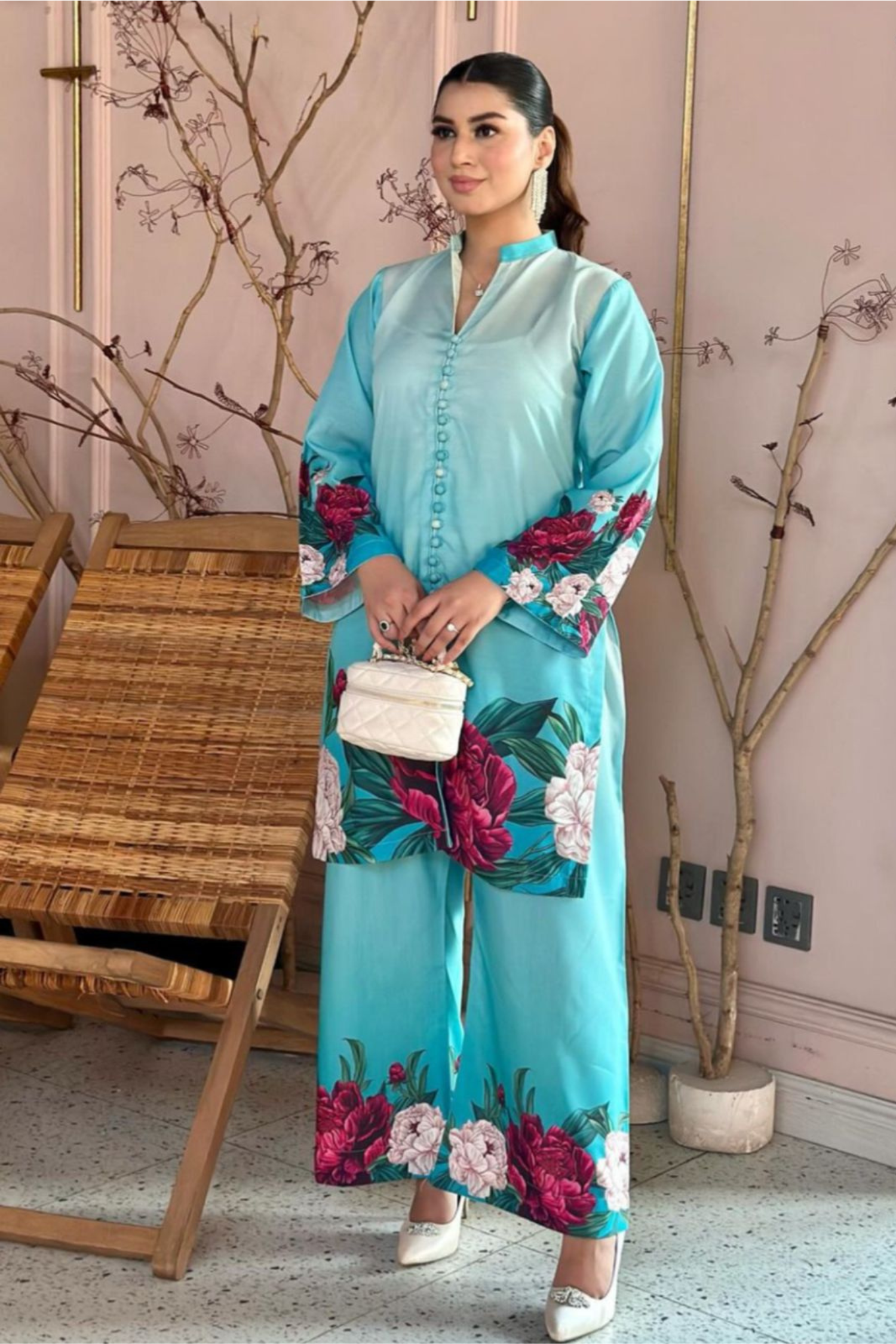 Sky blue |Raw Silk | Premium Quality | Stitched | 2 Piece