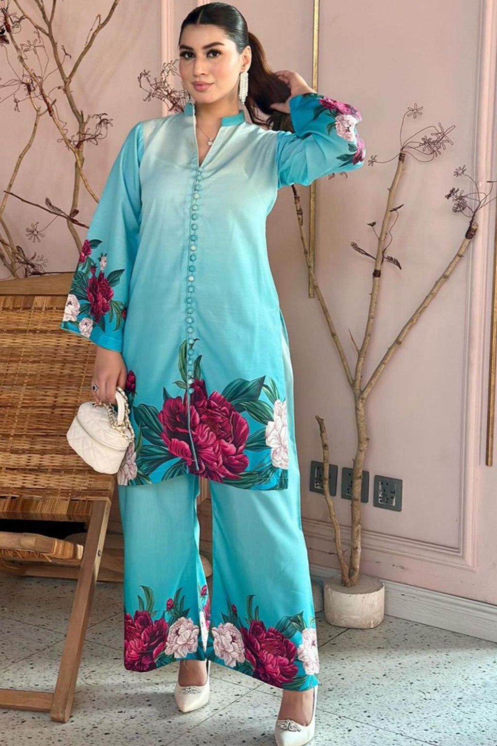 Sky blue |Raw Silk | Premium Quality | Stitched | 2 Piece