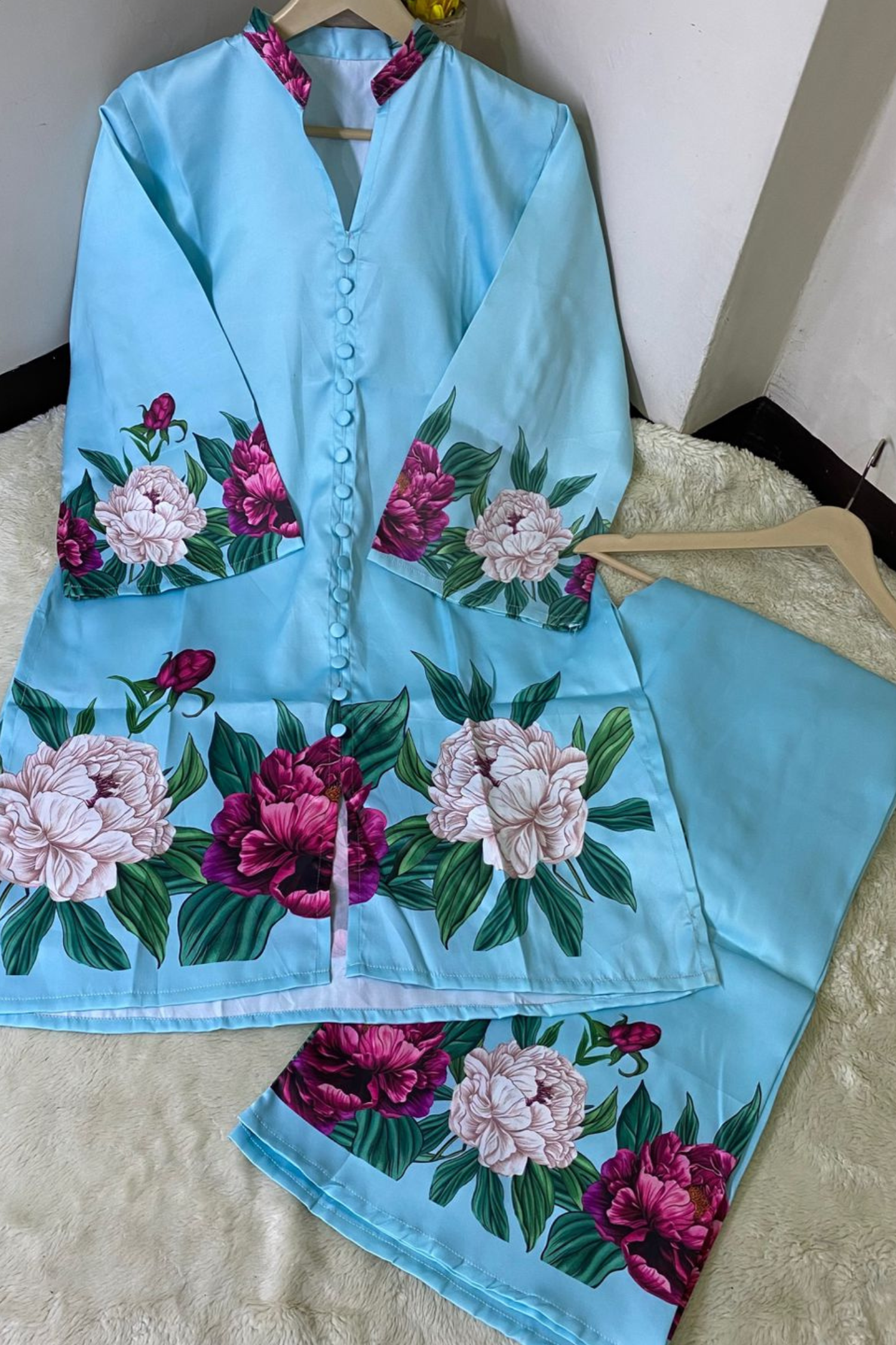 Sky blue |Raw Silk | Premium Quality | Stitched | 2 Piece