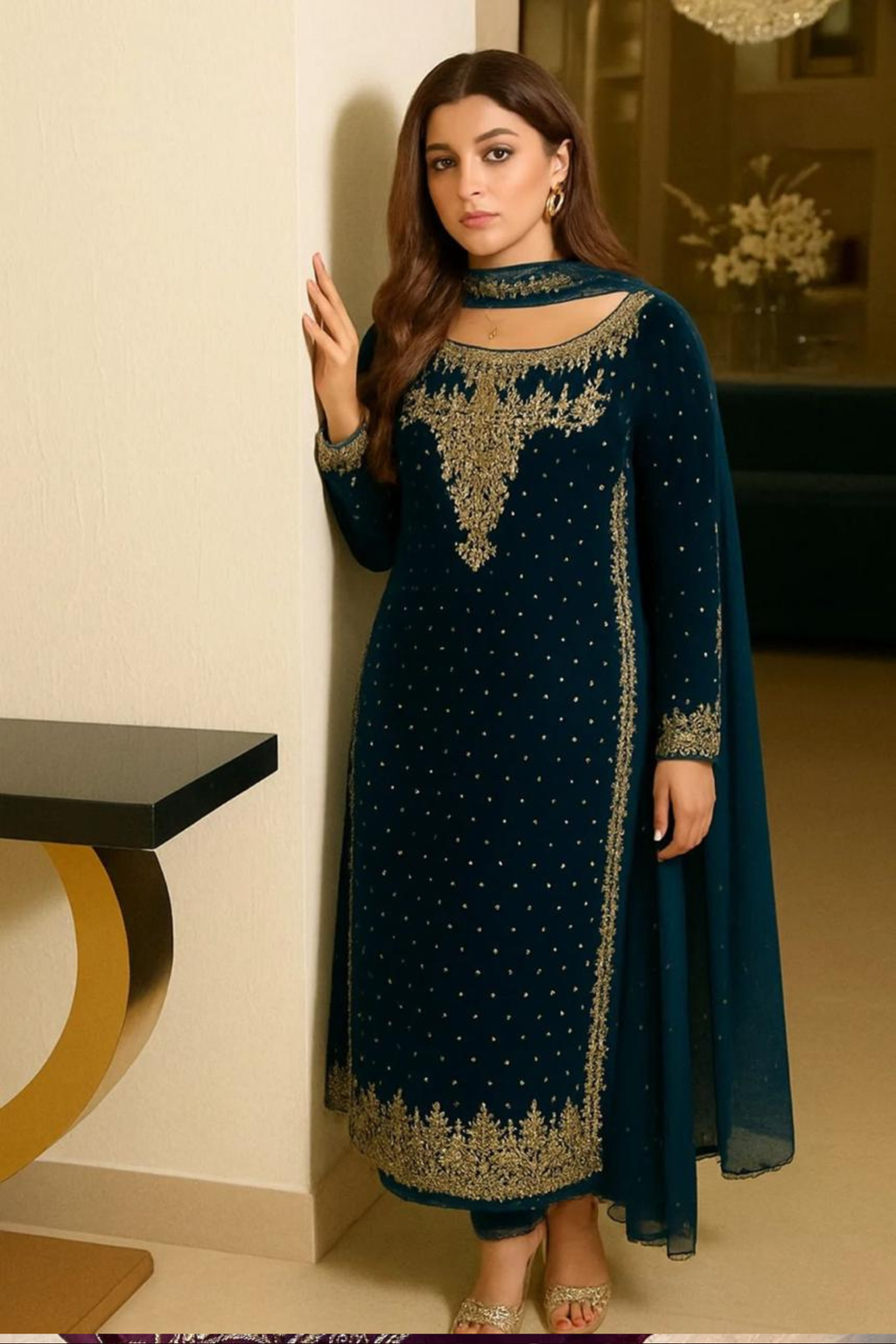 Aneela's | Zinc | Wedding Velvet Collection | 3 Piece