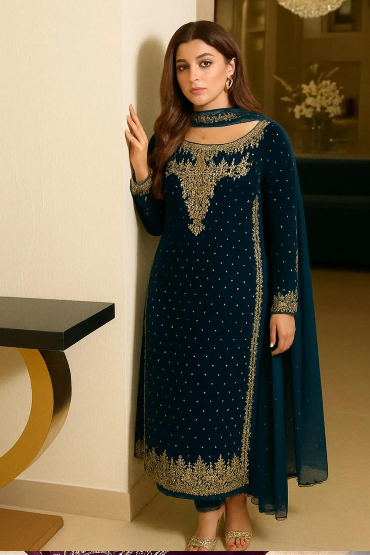 Aneela's | Zinc | Wedding Velvet Collection | 3 Piece