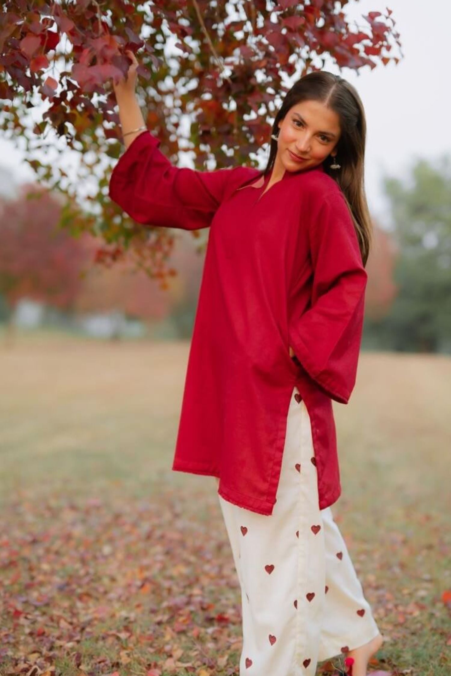 Cordset |  Embroidered Khaddar | Maroon | 2 Piece