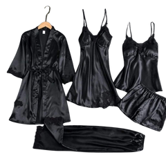 Royal Silk 5-Piece Bridal Nightgown Set 