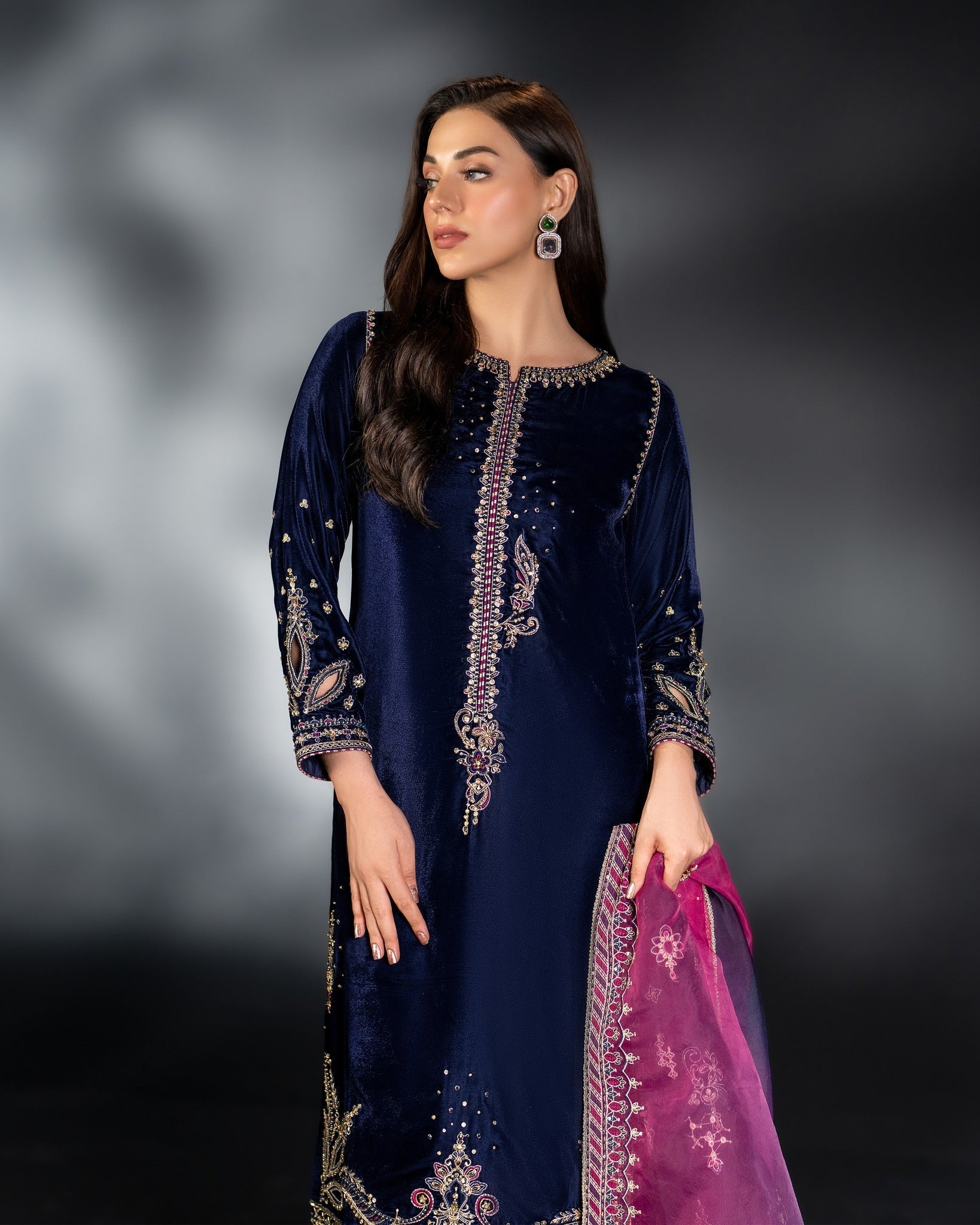 Naqshi | Velvet NQ072 | Unstitched | 3 Piece   3PC