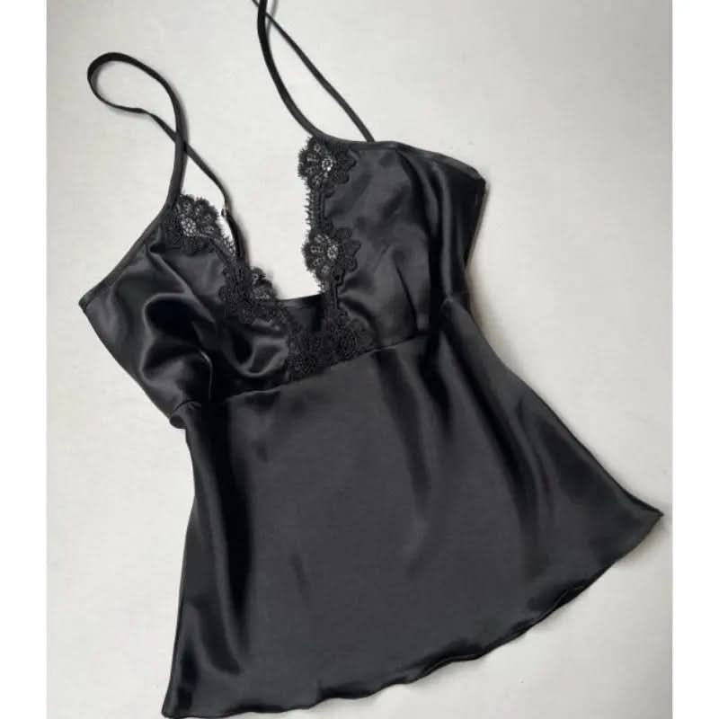 6-Piece Long Slit Silk Nighty Set in Black – Luxurious Nightwear for Women   Night Wear