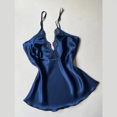 6-Piece Long Slit Silk Nighty Set in Blue – Luxurious Nightwear for Women   Night Wear