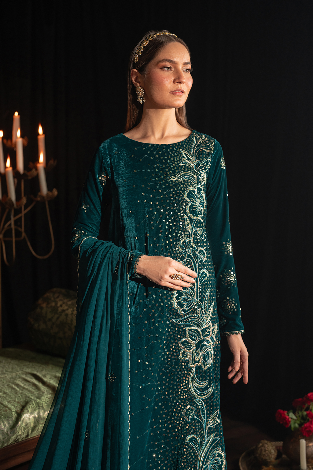 Iznik Luxury Velvet Embroidered Suit |  3 Piece  | Unstitched   3PC