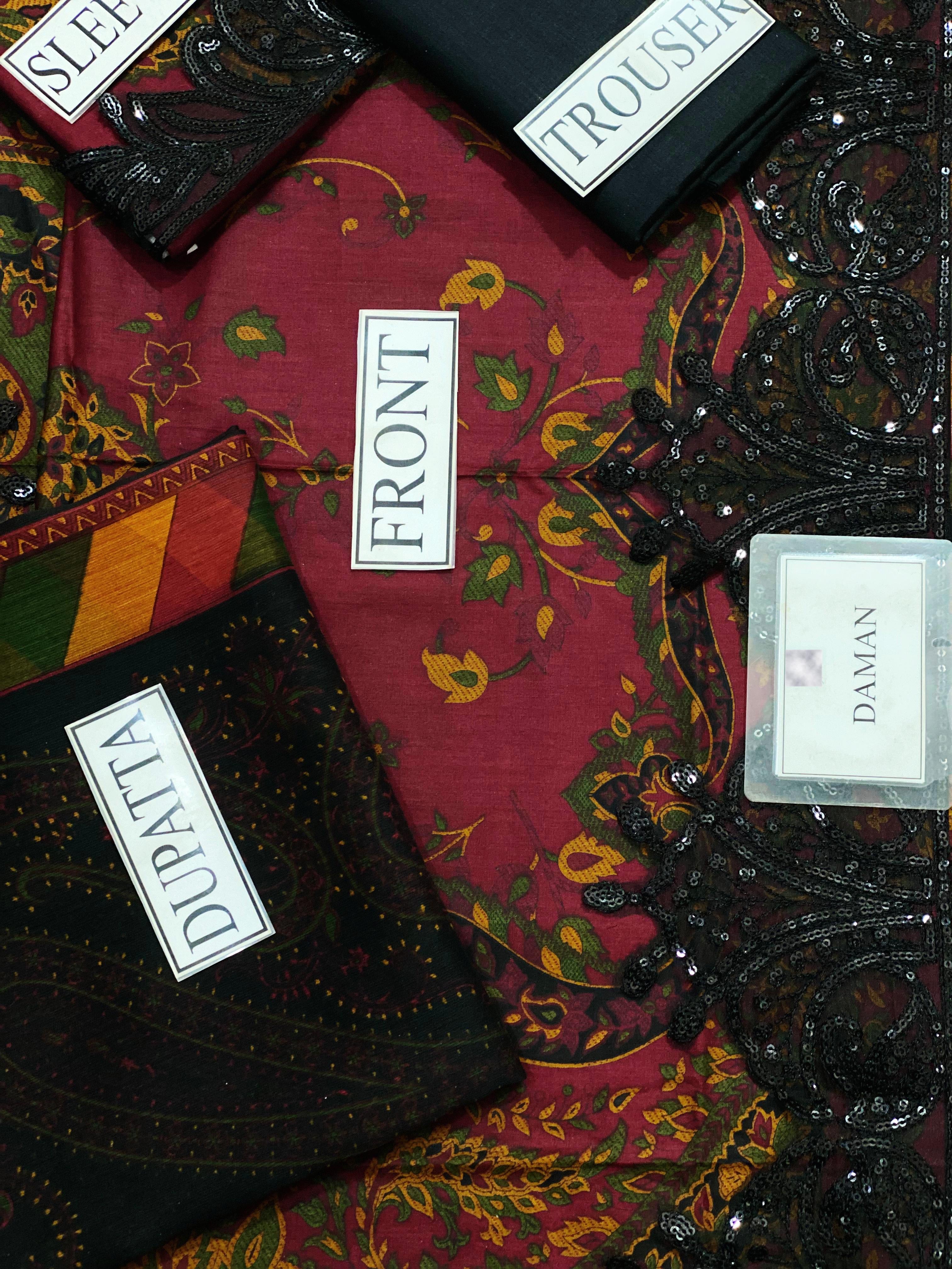 Embroidered Lawn 3 Piece Unstitched Suit MBL-DL-1204   3PC