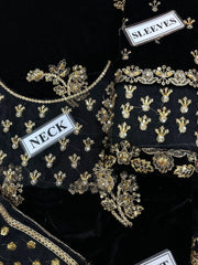 Afrozeh Black Luxury 9000 Micro Velvet Embroidered | 3 Piece | Unstitched   3PC