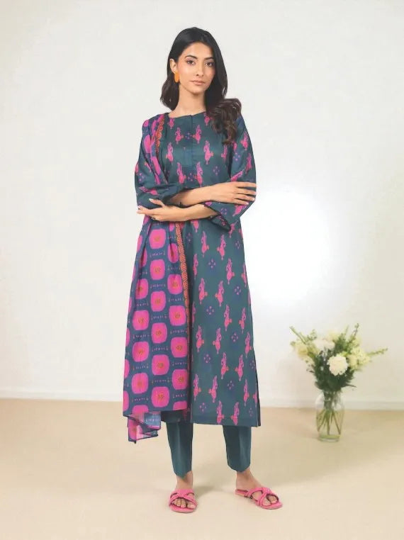 Charcoal Black | Swiss Lawn | Unstitched | 3Pcs   3PC