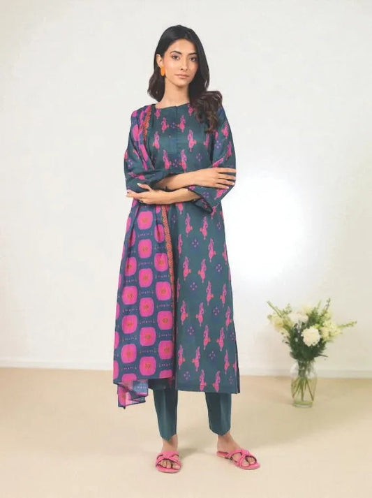 Charcoal Black | Swiss Lawn | Unstitched | 3Pcs   3PC