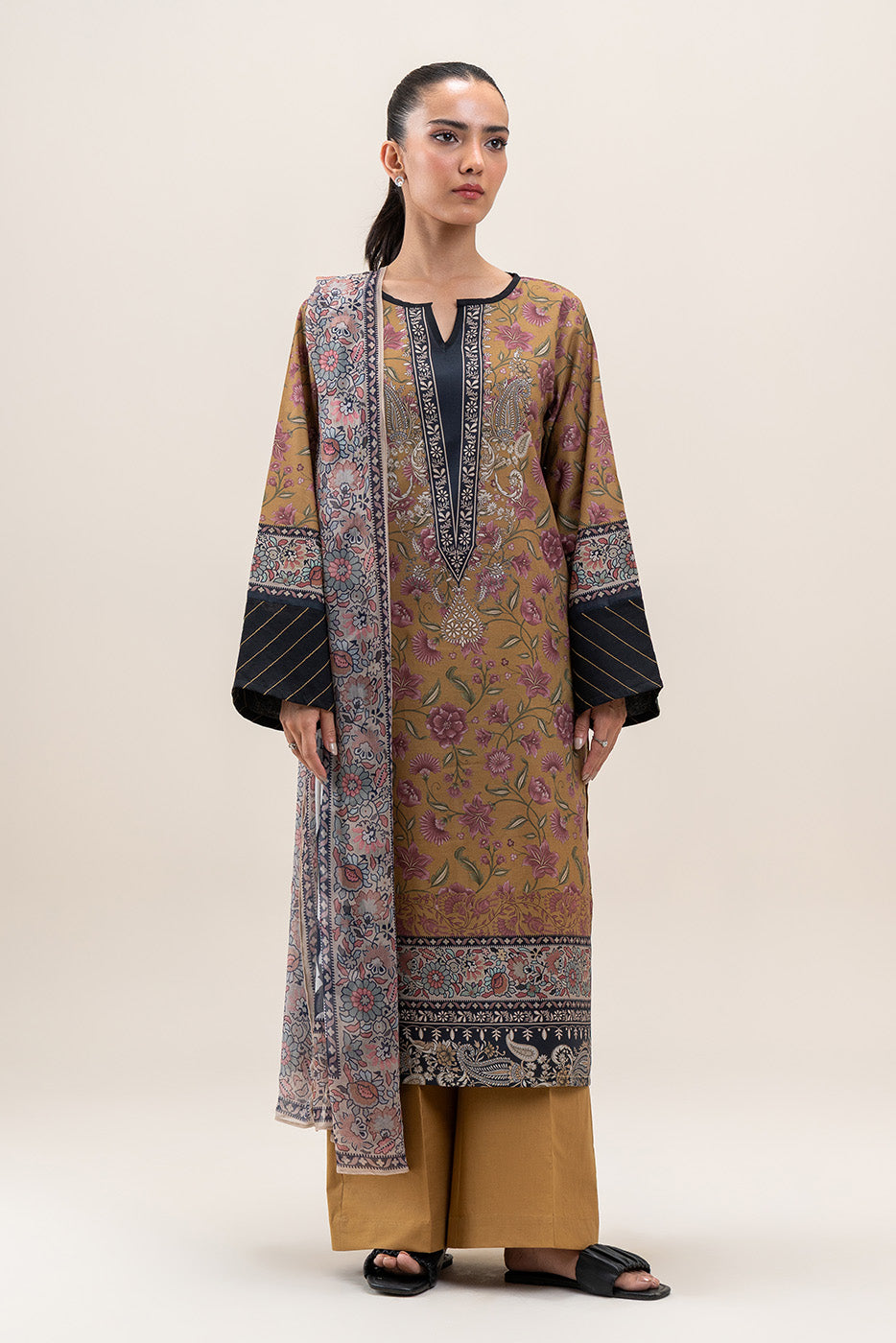 Mustard Flare | Swiss Lawn | Unstitched | 3Pcs   3PC