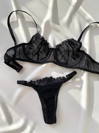 Clair Lingerie Bralette Set  40-Black Inner Wear