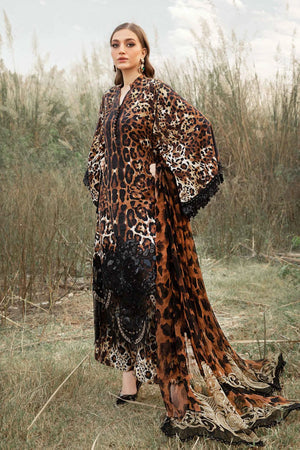 Maria-B Embroidered 3pc Lawn Embroidered Dress with Printed Chiffon Dupatta   3PC