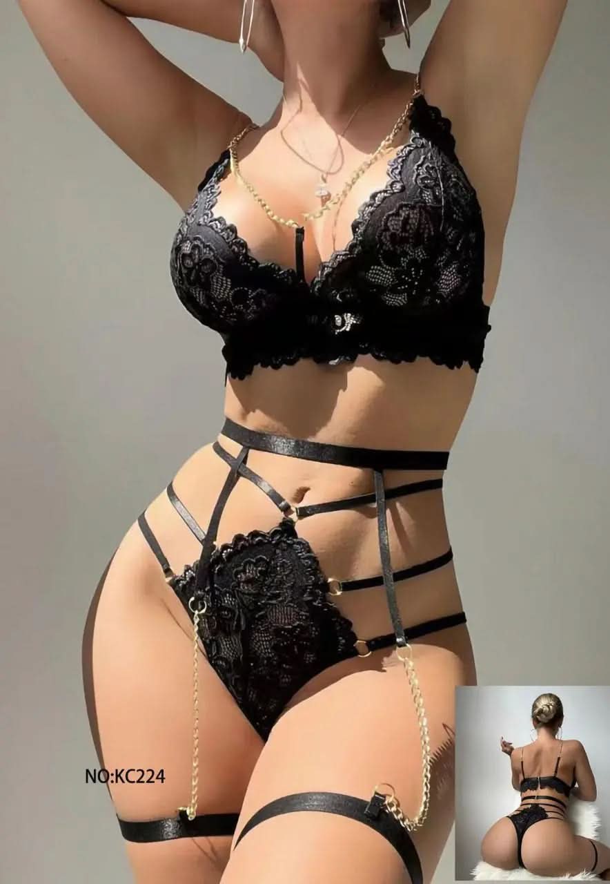 Eden EX Embroidered Hot Garter Belt Set   Garter Set