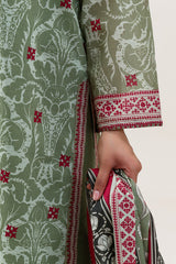 Sokl Green | Swiss Lawn | Unstitched | 3Pcs   3PC