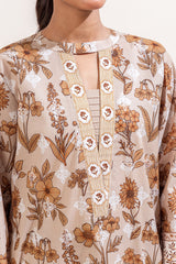 Pristine Beige | Swiss Lawn | Unstitched | 3Pcs   3PC