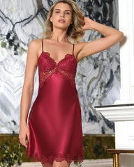 Maroon 6-Piece Bridal Turkish Style Nighty Set   Night Wear