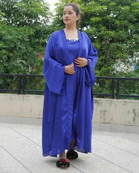 Nightgown Set for Women - 5 Piece  Blue-Extra-large Night Wear