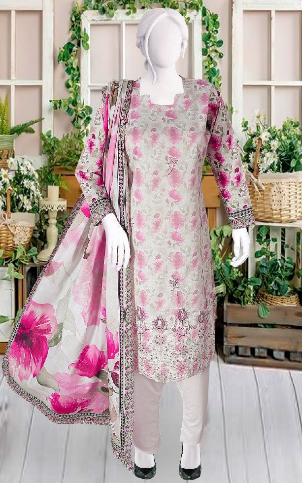 Noor-e-Azal | Printed & Embroidered | Unstitched | 3 Piece   3PC