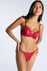 Scarlet Lace Plunge Bra – Floral Elegance with Adjustable Straps   Inner Wear