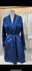 Turkish Style Blue Bridal Cross Design Silk Nighty Gown   Night Wear