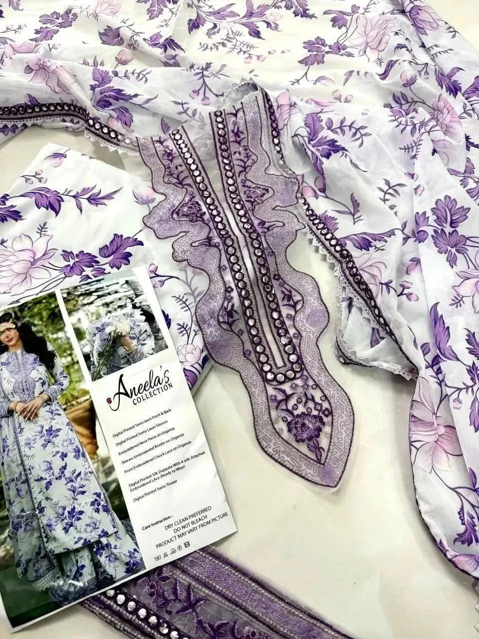 Aneela's | Lawn 25 - TC-1278 | Unstitched | 3 Piece   3PC