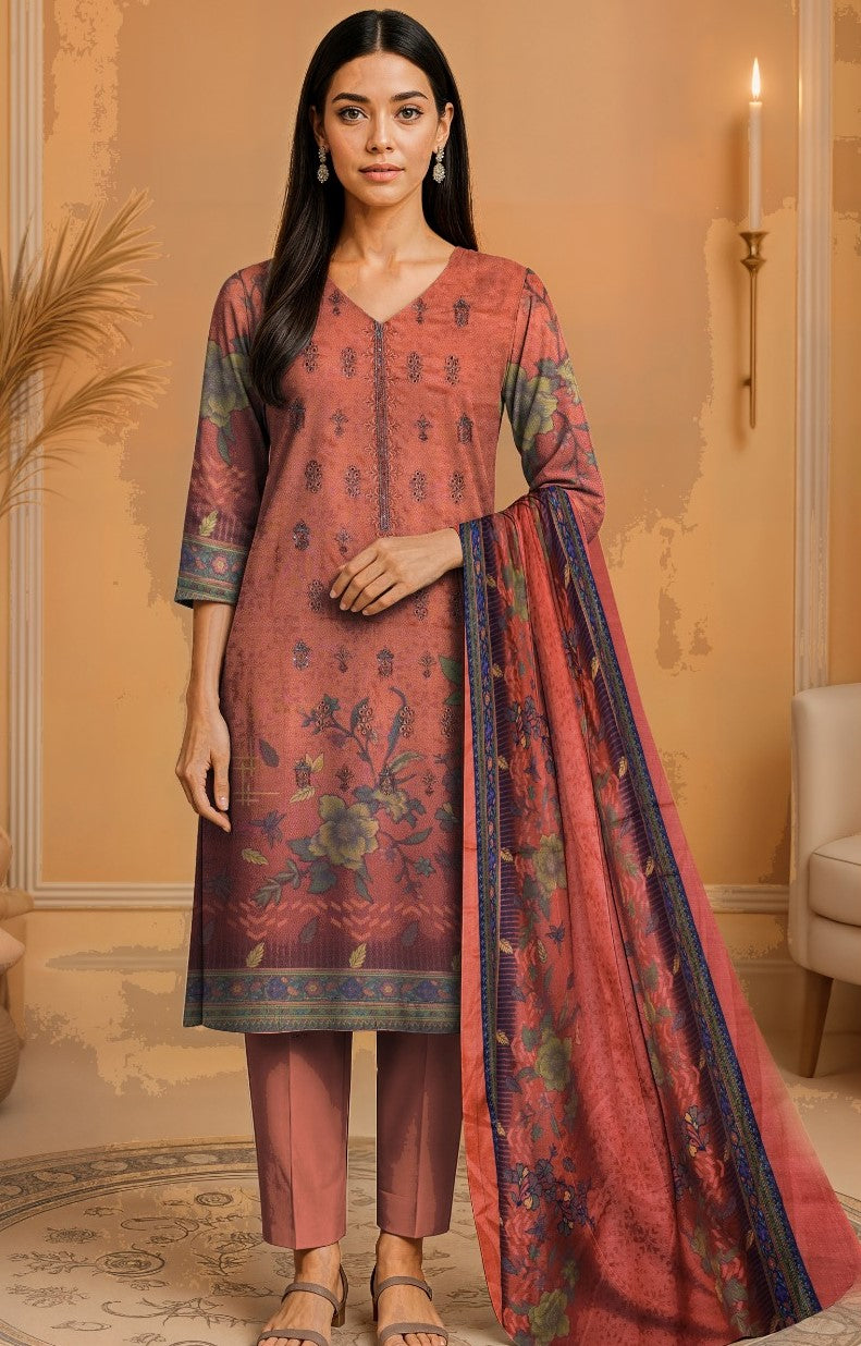 Bin Shahab | Embroidered Dhanak | Unstitched | 3 Piece   3PC