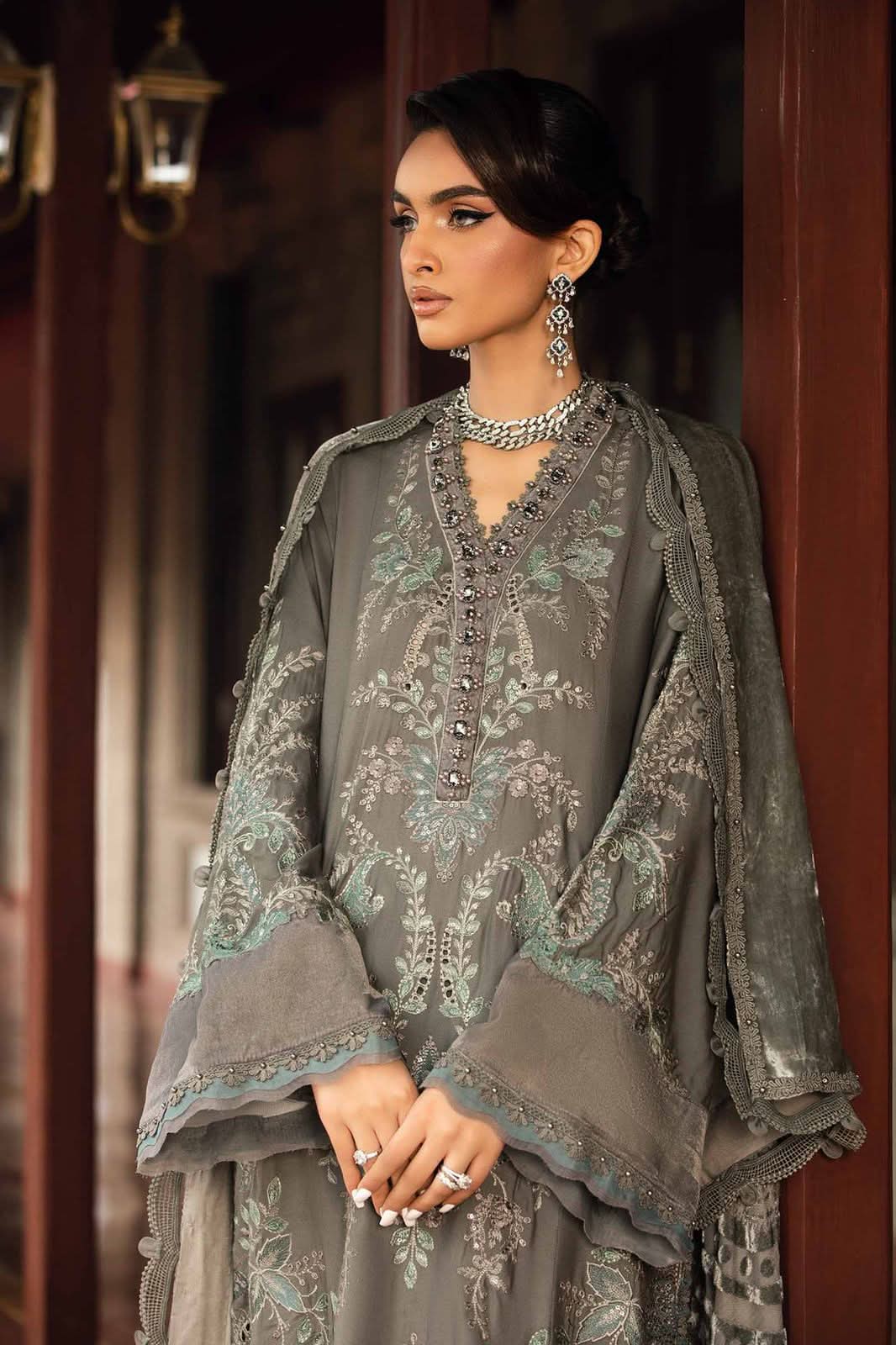 Maria B 3 Piece Unstitched Embroidered Lawn Suit | DL-1209   3PC