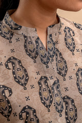 Beige Verve | Swiss Lawn | Unstitched | 3Pcs   3PC